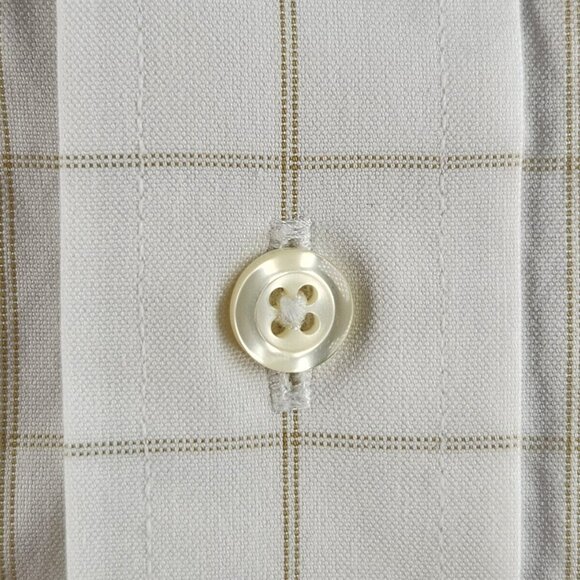 Brooks Brothers Slim Fit 17 35 Non-iron White Beige Check Long Sleeve Button Up - Picture 7 of 16